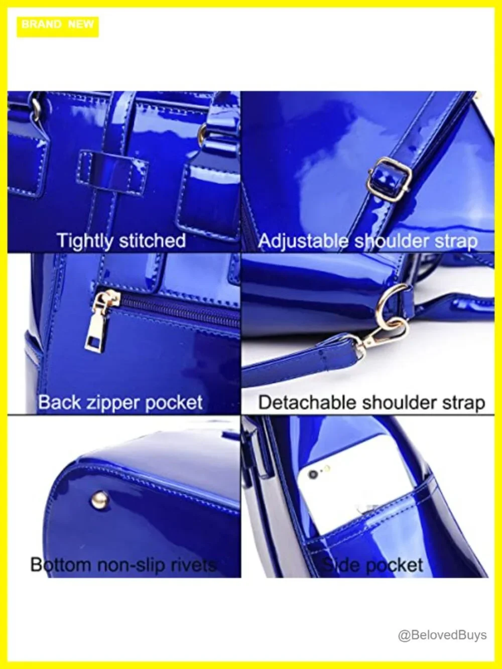 3-Piece Faux Leather Tote, Crossbody, Card Bag Set
